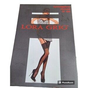 Lora Grig Thigh High Stockings Italian Designer NEW Black